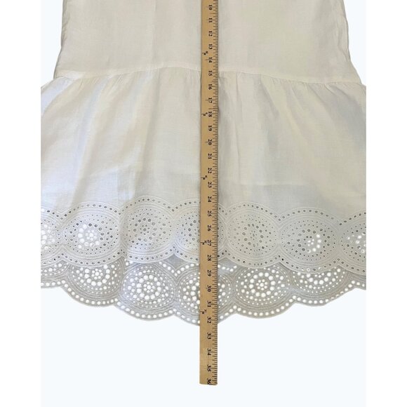 Joie White Eyelet Crop Top & Skirt Set Size L 100% Linen Sleeveless Boho Chic - Picture 5 of 13
